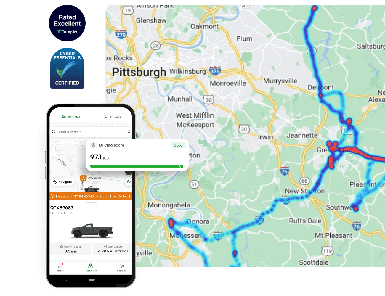 Vehicle tracking mobile app interface